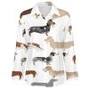 Animal Dachshund Dog Women's Button Down Shirts Casual Long Sleeve Stylish V Neck Blouses Tops M view 4