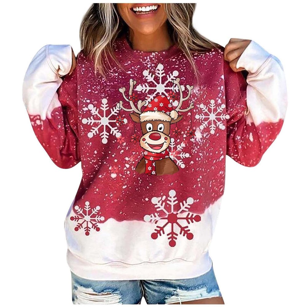SHAOBGE Cyber Of Monday 2023 Plus Size Christmas Tops For Women 3X Womens Crew Neck Tops Plus Size Fall Clothes Oversized Green Sweatshirt Plus Size Hoodie Tunic For Women Todays Deals