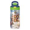 ALAZA Christmas Snowman Castle Winter 12 Oz Kids Water Bottle with Straw Stainless Steel Vacuum Insulated Cup Tumbler for Children Girls, Boys view 2