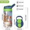 ALAZA Christmas Snowman Castle Winter 12 Oz Kids Water Bottle with Straw Stainless Steel Vacuum Insulated Cup Tumbler for Children Girls, Boys view 3