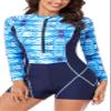 Women's One Piece Swimsuit Long Sleeve Full Body Swimwar Sun Protection Rash Guard Zip Quick Dry Dive Skin Dive Suit view 1