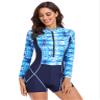Women's One Piece Swimsuit Long Sleeve Full Body Swimwar Sun Protection Rash Guard Zip Quick Dry Dive Skin Dive Suit view 4