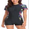 Bathing Suit for Women One Piece Swimsuit Printed Rash Guard UV Protection Swimwear Zip Surf Suit view 1