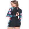 AUBIG Long Sleeve Shorty Wetsuit Women Sun Protection One Piece Swimsuit Printed Full Body Rash Guard Zip Up Surf Swimwear view 3