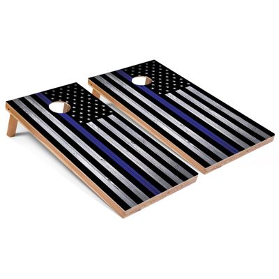 Skip's Garage American Flag Thin Blue Line Corn Hole Set - All-Weather - Include Hole Lights
