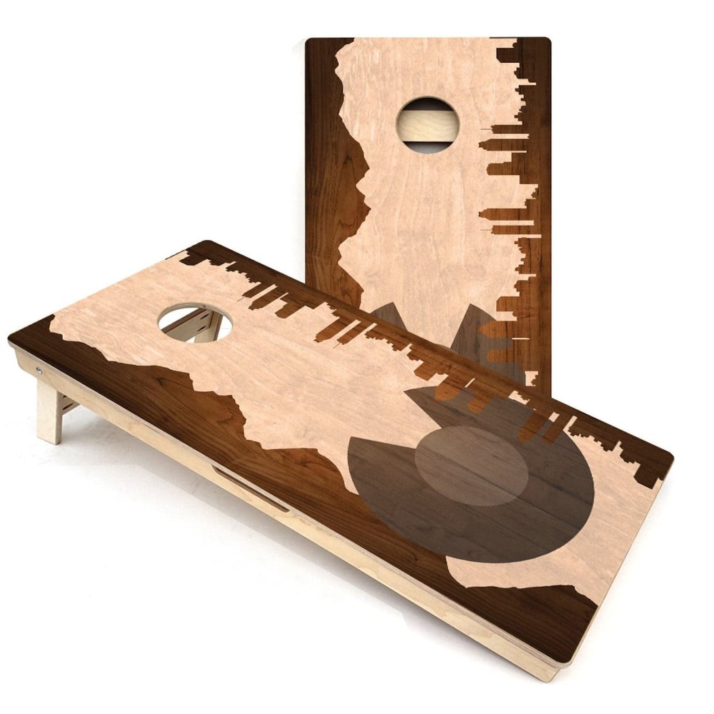 Skip's Garage Colorado State Themed Cornhole Boards - Includes (2) Boards (Resin Bags) + (2) Board Hole Lights