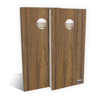 Skip's Garage Trex Havana Gold All-Weather Cornhole Boards - CVC - Include CASE + Hole + Edge Lights