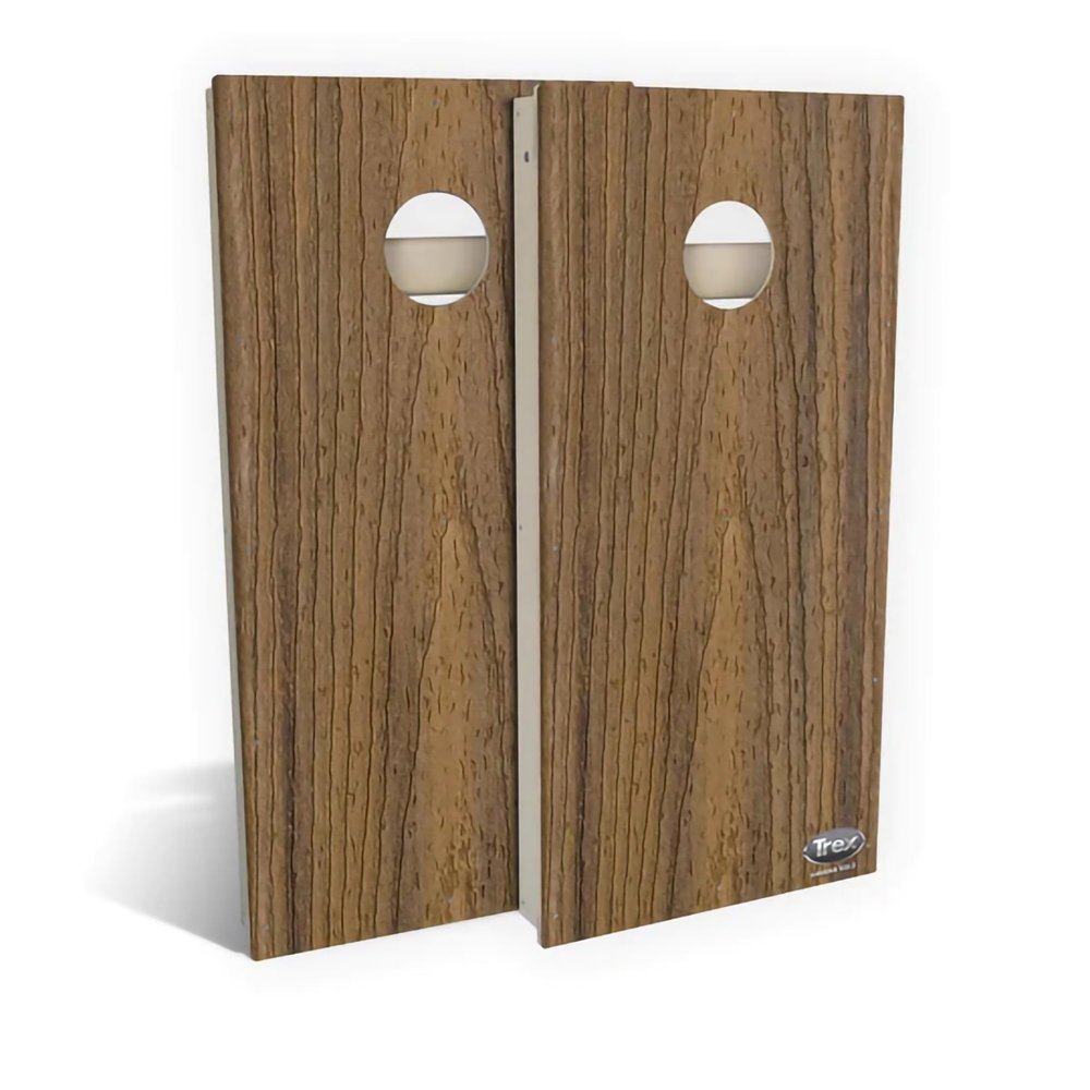 Skip's Garage Trex Havana Gold All-Weather Cornhole Boards - CVC - Include CASE + Hole + Edge Lights