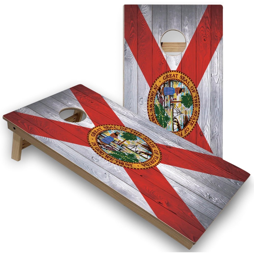Skip's Garage Florida Flag Corn Hole Set - All-Weather - Include Carrying Case