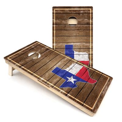 Skip's Garage Texas Wood Panel All-Weather PVC Cornhole Boards - Includes (2) Boards (NO Bags) + (2) Board Hole Lights
