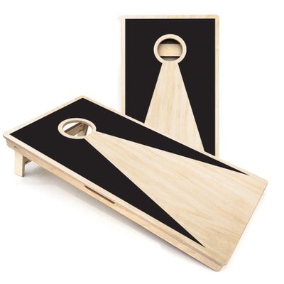 Skip's Garage Black Triangle All-Weather Cornhole Boards - Includes (2) Boards (Resin Bags) + (2) Board Hole Lights