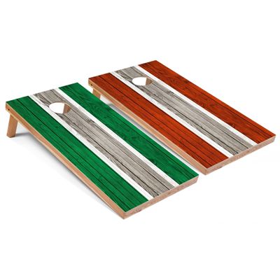 Kelly and Orange Striped Corn Hole Set - All-Weather - Include Carrying Case