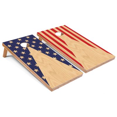 Skip's Garage American Flag Pattern Cornhole Boards All-Weather Cornhole Boards - PVC - Include Carrying Case