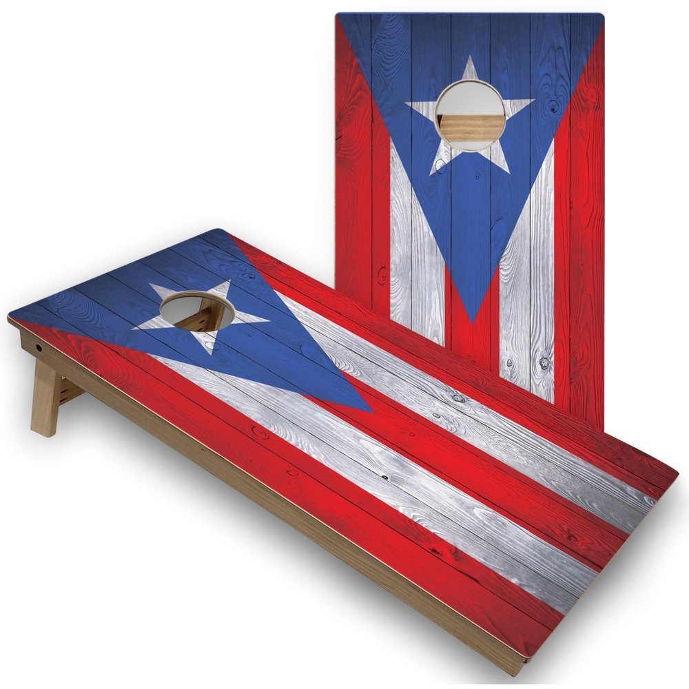 Skip's Garage Puerto Rico Flag Corn Hole Set - All-Weather - Include Carrying Case