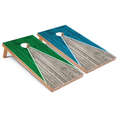 Skip's Garage Kelly and Turquoise Pyramid All-Weather Cornhole Boards - PVC - Include Hole Lights