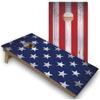 Skip's Garage American Flag Split All-Weather Cornhole Boards - PVC - Include Edge Lights view 1
