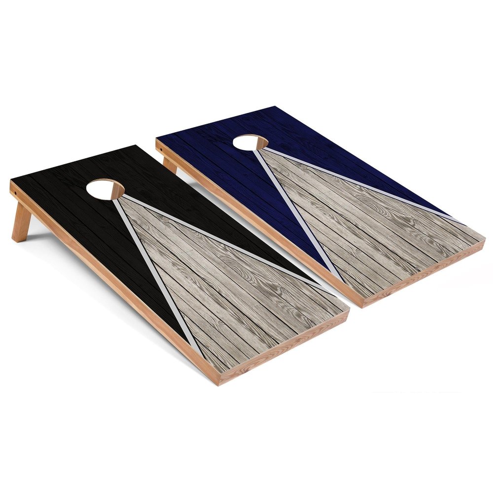 Skip's Garage Black and Navy Pyramid Corn Hole Set - All-Weather - No Accessories
