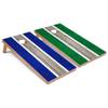 Skip's Garage Royal and Kelly Striped All-Weather Cornhole Boards - PVC - Include Hole Lights view 1