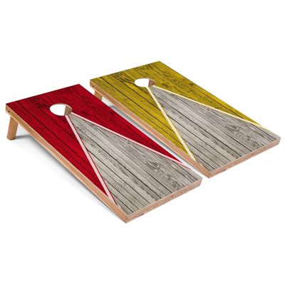 Skip's Garage Red and Yellow Pyramid All-Weather Cornhole Boards - PVC - Include Edge Lights