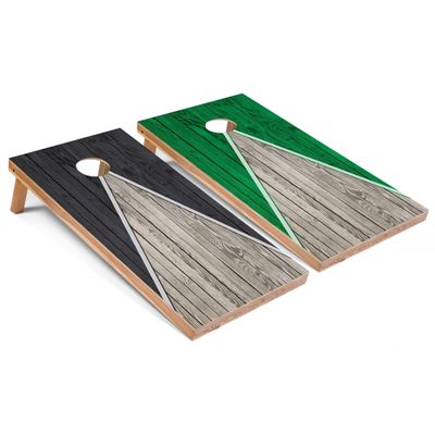 Skip's Garage Dak Grey and Kelly Pyramid All-Weather Cornhole Boards - PVC - NO Accessories
