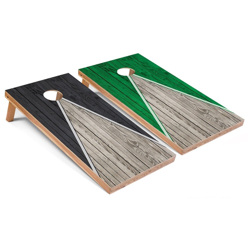 Skip's Garage Dak Grey and Kelly Pyramid All-Weather Cornhole Boards - PVC - NO Accessories