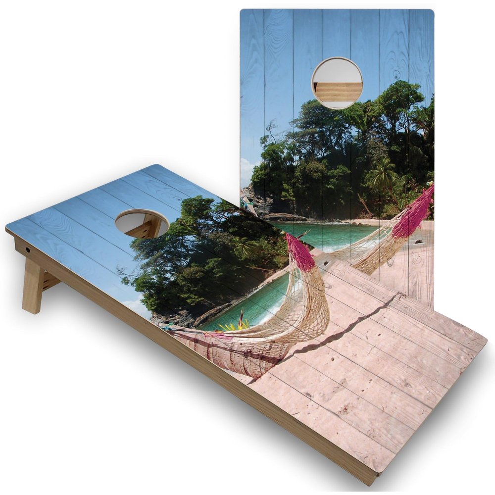 Skip's Garage Beach Hammock All-Weather Cornhole Boards - PVC - Include Carrying Case