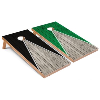 Skip's Garage Black and Kelly Pyramid All-Weather Cornhole Boards - PVC - Include Carrying Case