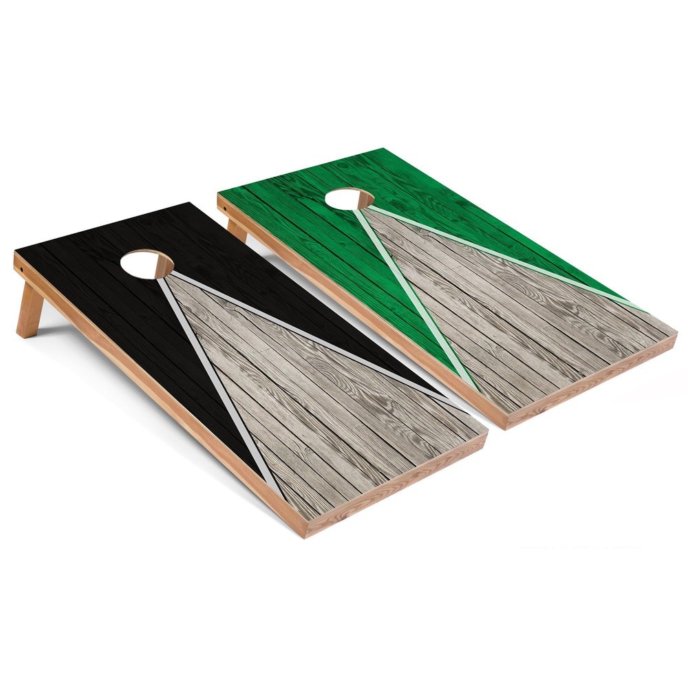 Skip's Garage Black and Kelly Pyramid All-Weather Cornhole Boards - PVC - Include Carrying Case