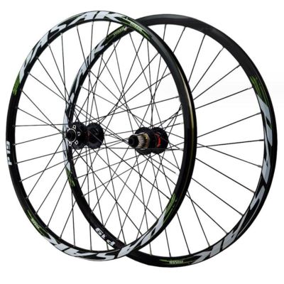 ZECHAO Thru-Axle 26/27.5/29 Inch Mountain Wheelset,Front 2 Rear 4 Bearings Mountain Bike Disc Brake Wheel for 7/8/9/10/11/12 Speed Cassette Wheelset (Color : Green, Size : 26inch)