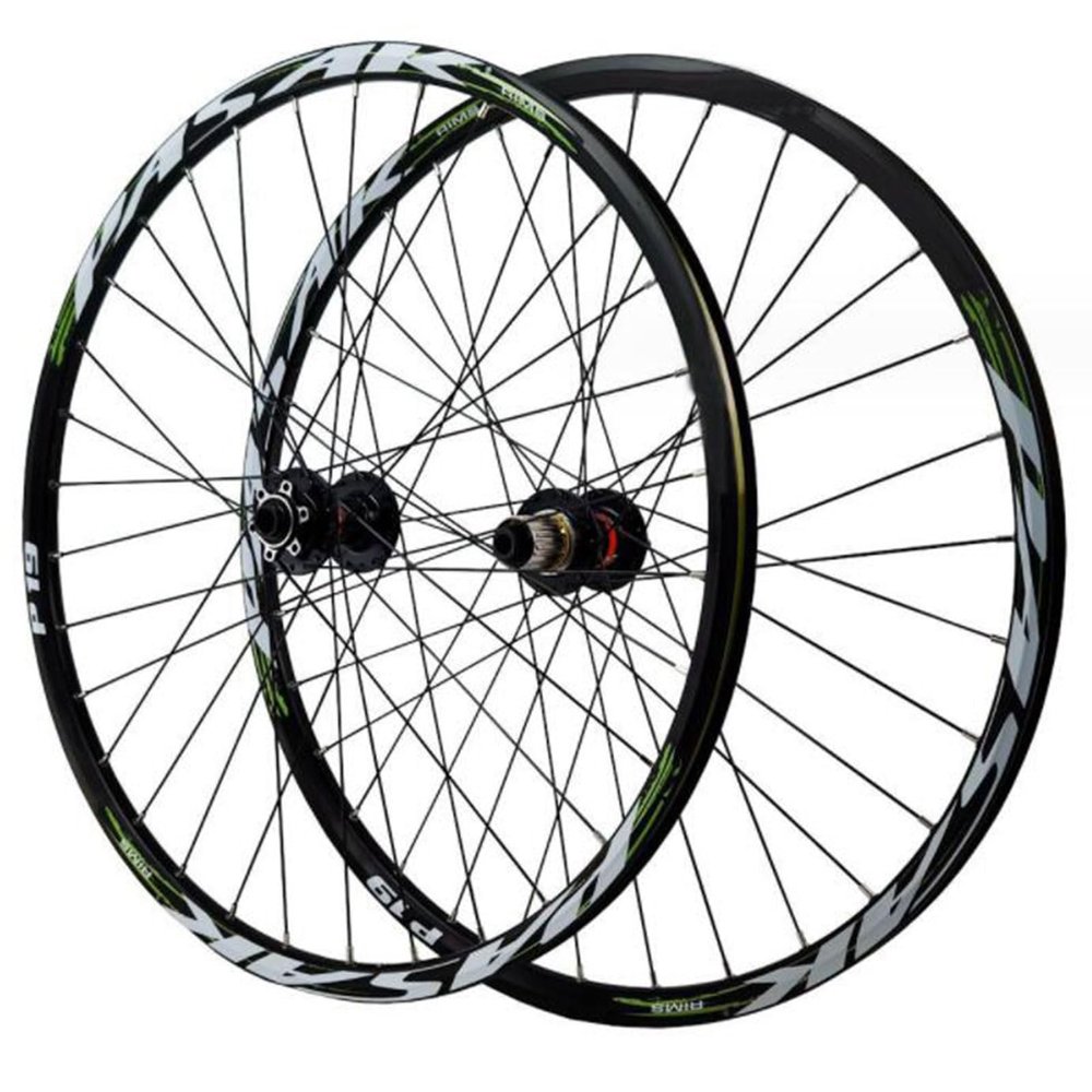 ZECHAO Thru-Axle 26/27.5/29 Inch Mountain Wheelset,Front 2 Rear 4 Bearings Mountain Bike Disc Brake Wheel for 7/8/9/10/11/12 Speed Cassette Wheelset (Color : Green, Size : 26inch)