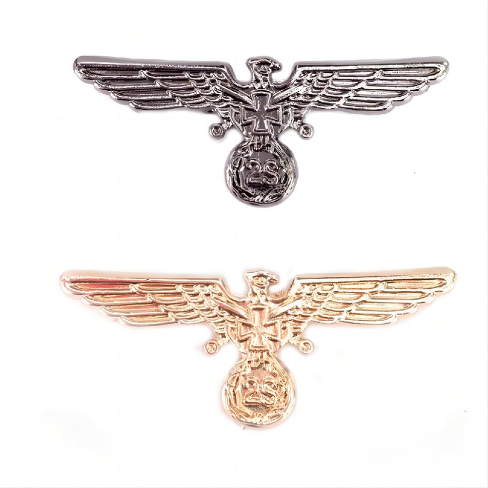 2 men's eagle wing brooches, cross brooches, men's medal shoulder badges