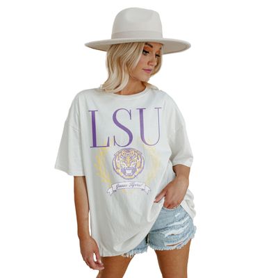 LSU Tigers Game Day Above The Rest Oversized Short Sleeve Crewneck Graphic Tee (US, Alpha, X-Large, Regular, Regular, Ivory)