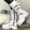 ZKXYFFS Womens Goth Ankle Booties Chunky High Heel Mid Calf Boots Side Zip Combat Boots Lace Up Punk Rivet Boots Motorcycle Platform Boots for Women view 4