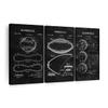 ElephantStock Sports Balls Compilation BW Patent Multi Piece Canvas - 3 Panel Decor - Decorations for Boys - Sports Patent Wall Art and Office Decor - 33" X 20" view 1