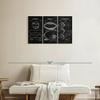 ElephantStock Sports Balls Compilation BW Patent Multi Piece Canvas - 3 Panel Decor - Decorations for Boys - Sports Patent Wall Art and Office Decor - 33" X 20" view 2
