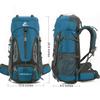 Bseash 60L Hiking Camping Backpack with Rain Cover, Waterproof Large Capacity Outdoor Sport Travel Daypack Climbing Touring (Blue Green) view 2