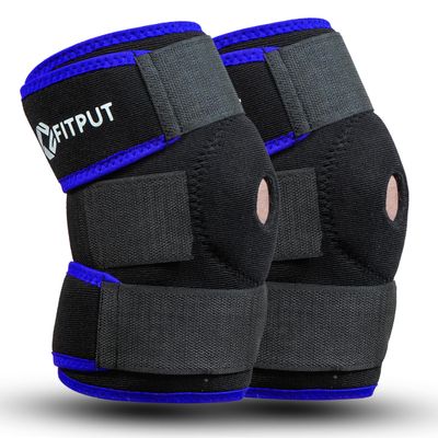FITPUT Premium Knee Support Open Patella For Knee Pain Breathable Knee Cap Gym Workout Running Arthritis and Protection (Blue)