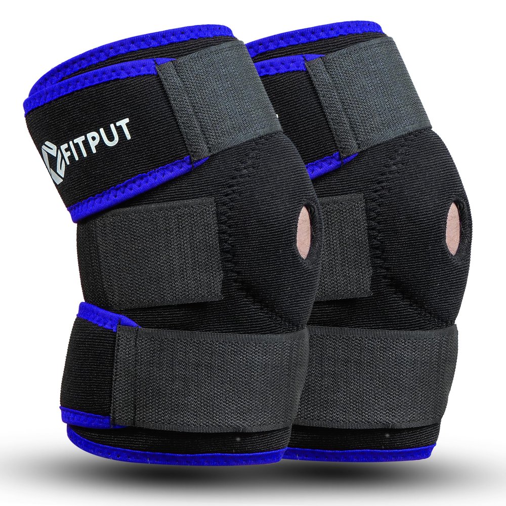 FITPUT Premium Knee Support Open Patella For Knee Pain Breathable Knee Cap Gym Workout Running Arthritis and Protection (Blue)