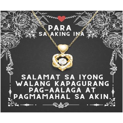 American Filipino mothers - Salamat sa iyong walang kapagurang pag-aalaga at pagmamahal sa akin. - Heart Knot Gold Necklace