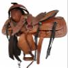 Western Saddle Pleasure Trail Ranch Barrel Racing Horse Ride Tooled Leather Cowboy Rodeo Hard SEAT Saddles 15 16 17 18 FQHB (18 Inch, Basket Snake Tooled) view 2