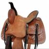 Western Saddle Pleasure Trail Ranch Barrel Racing Horse Ride Tooled Leather Cowboy Rodeo Hard SEAT Saddles 15 16 17 18 FQHB (18 Inch, Basket Snake Tooled) view 3