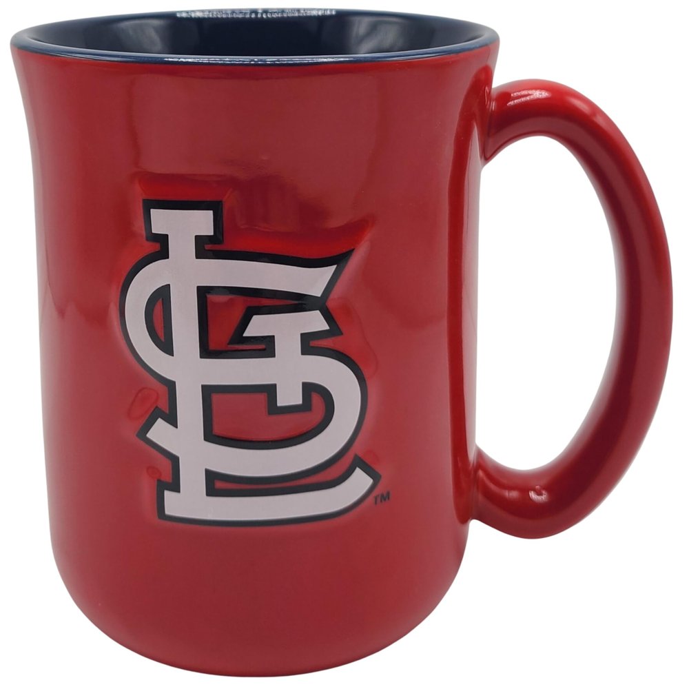 Boelter Brands MLB Large 15oz Sculpted Cafe Mug with Raised Logo and Inner Color (St Louis Cardinals)
