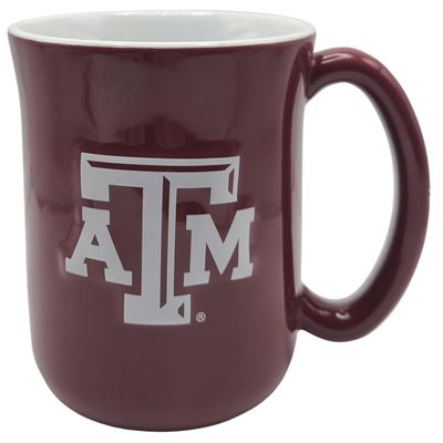 Boelter Brands NCAA Large 15oz Sculpted Cafe Mug with Raised Logo and Inner Color (Texas A&M Aggies)