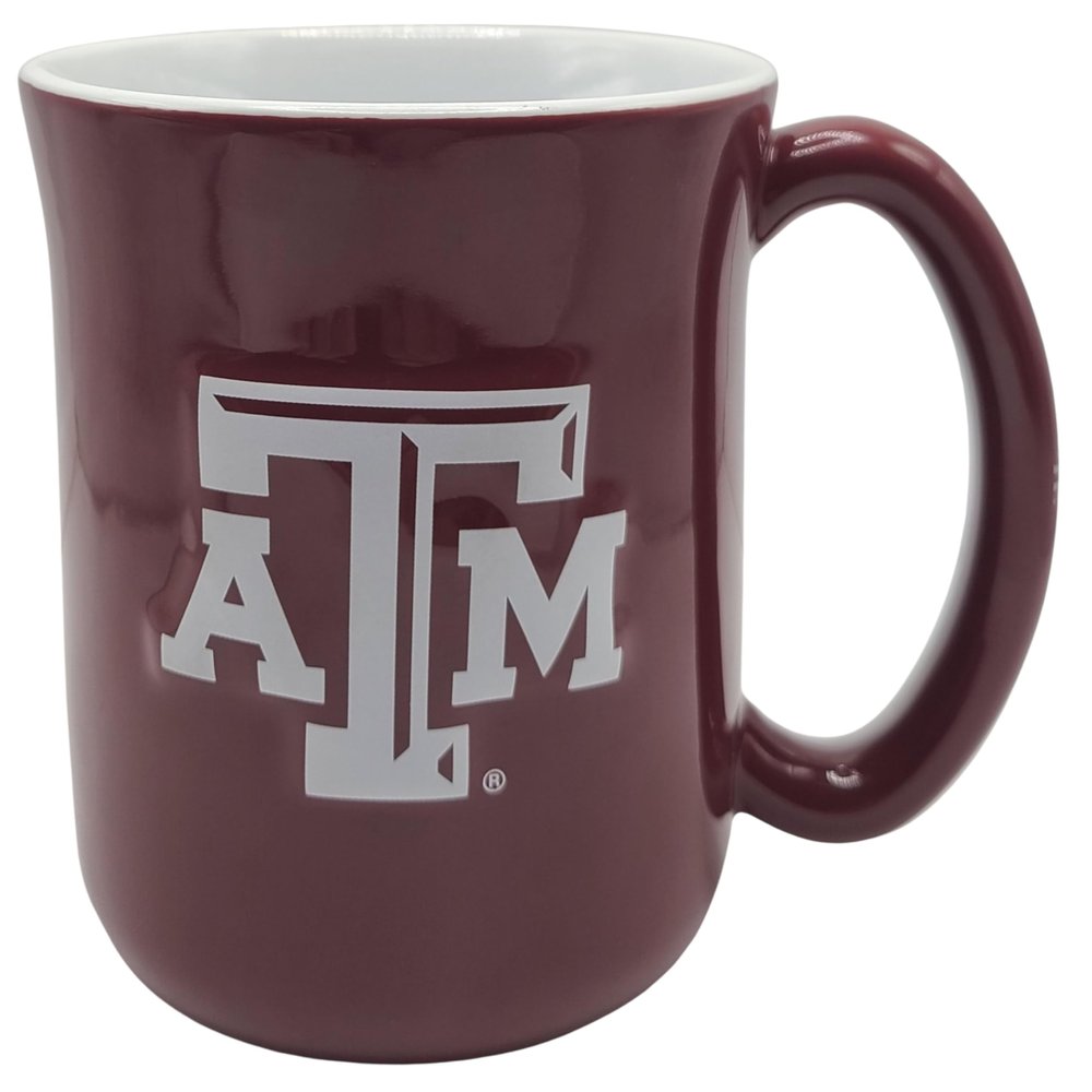 Boelter Brands NCAA Large 15oz Sculpted Cafe Mug with Raised Logo and Inner Color (Texas A&M Aggies)