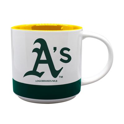 Extra Large 16oz Two Tone Coffee Mug, MLB Logo with Colored Band and Inner Color (Oakland Athletics)