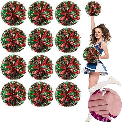 Cheerleader Pom Poms, 20 Pack Cheer Pom Pom Sports Dance Cheer Plastic Pom Poms Cheerleading for Sports Team Spirit Cheering (30cn, Red+Green)