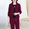 Shulemin Spring Women Suit Fall Winter 3 Pcs/set Long Sleeve Coat Short Top Loose Pants Elastic Waist Thick Soft Warm Plus Size Purple 2XL view 4