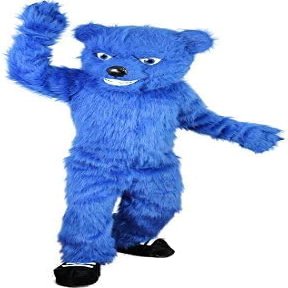 Eamior Long Fur Blue Bear Mascot Costume Adult Size for Men & Women with Built-in Fan Inside the Head