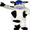 Eamior Milk Cow with Blue Hat Costume Adult Size for Men & Women with Built-in Fan Inside the Head view 1