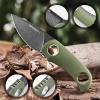 TONIFE Runer Fixed Neck Knife with Scabbard and Lanyard 1.85'' Full Tang Blade Edc Neck Knife for Outdoor (Green+Black Oxide then Stonewash) view 2